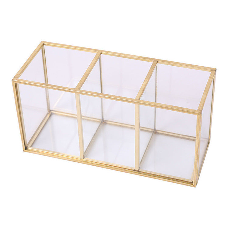 Glass makeup brush storage