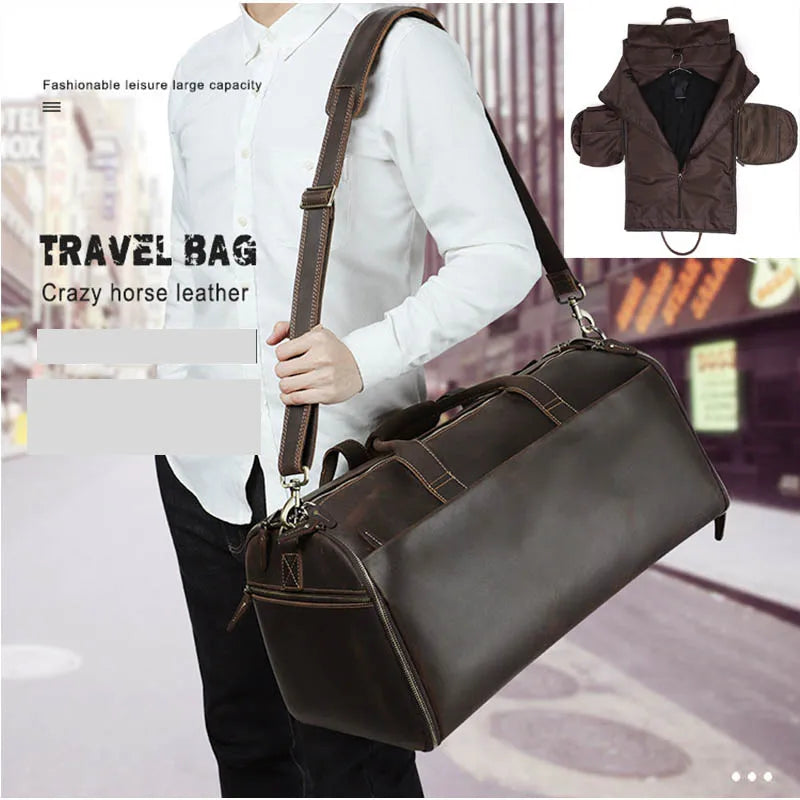 Leather Folding Duffel Bag