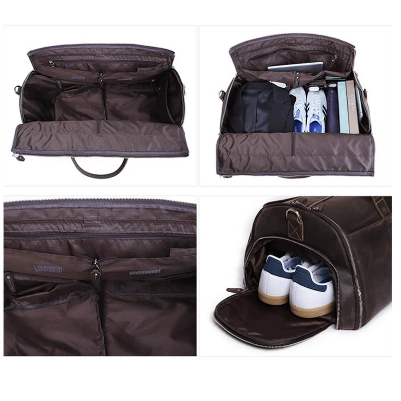 Leather Folding Duffel Bag