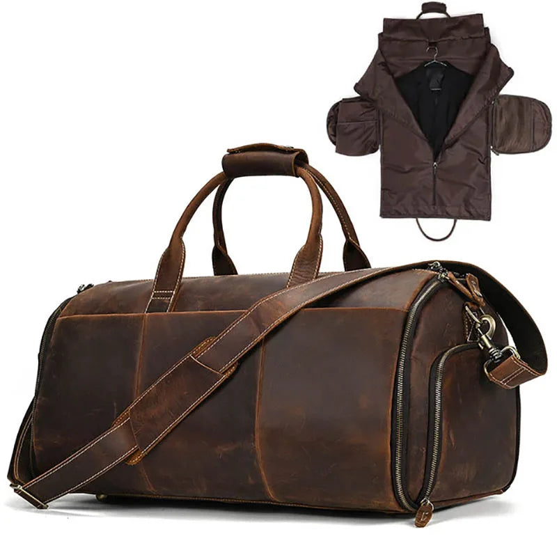 Leather Folding Duffel Bag