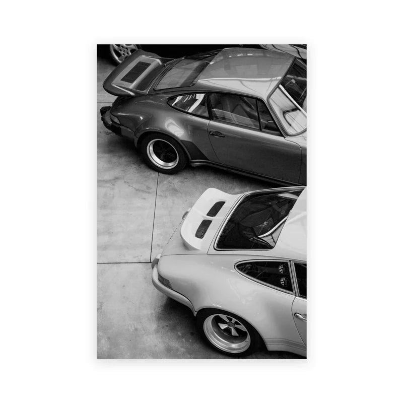 Black White Porsche Canvas