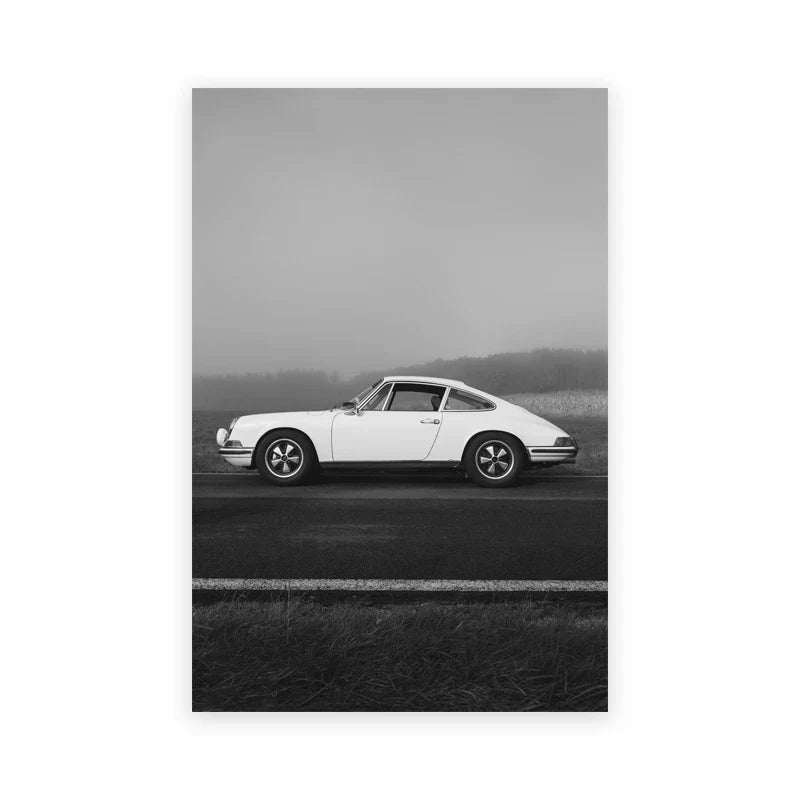 Black White Porsche Canvas