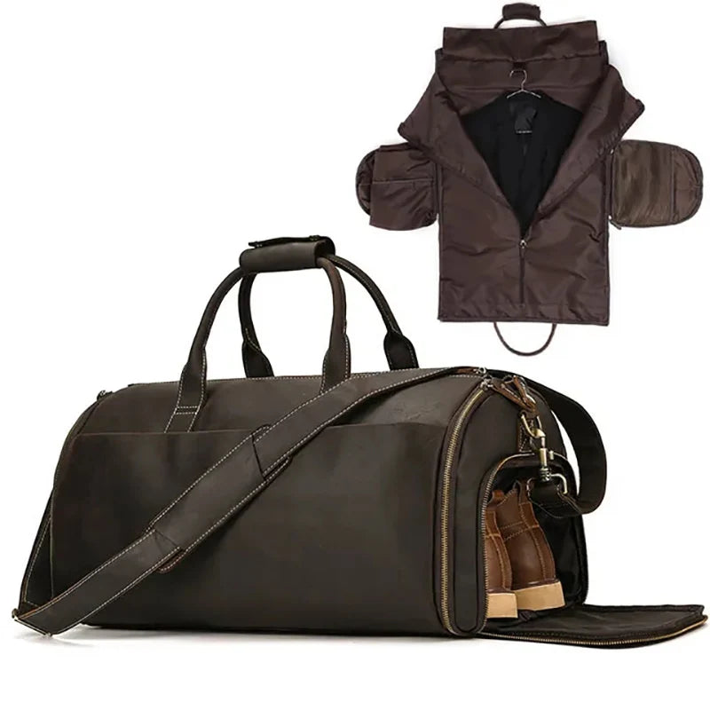 Leather Folding Duffel Bag