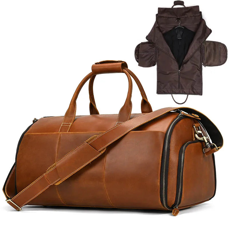 Leather Folding Duffel Bag