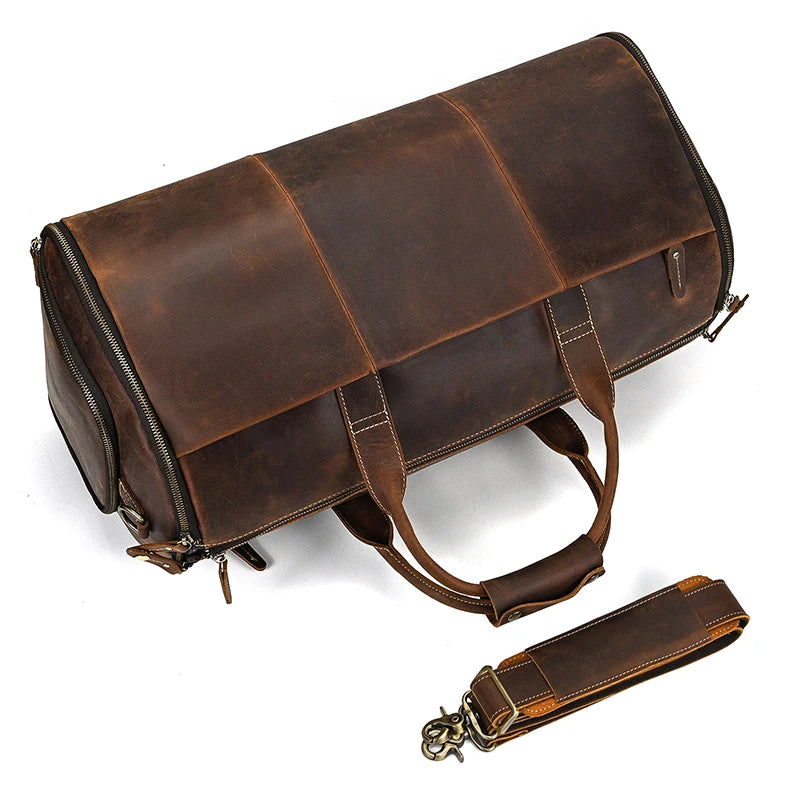 Leather Folding Duffel Bag