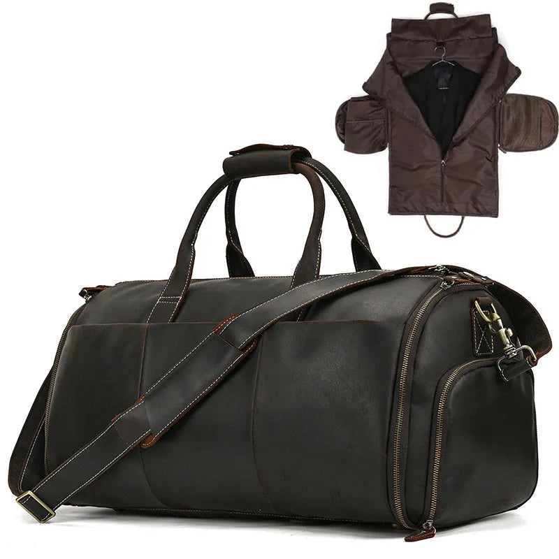 Leather Folding Duffel Bag